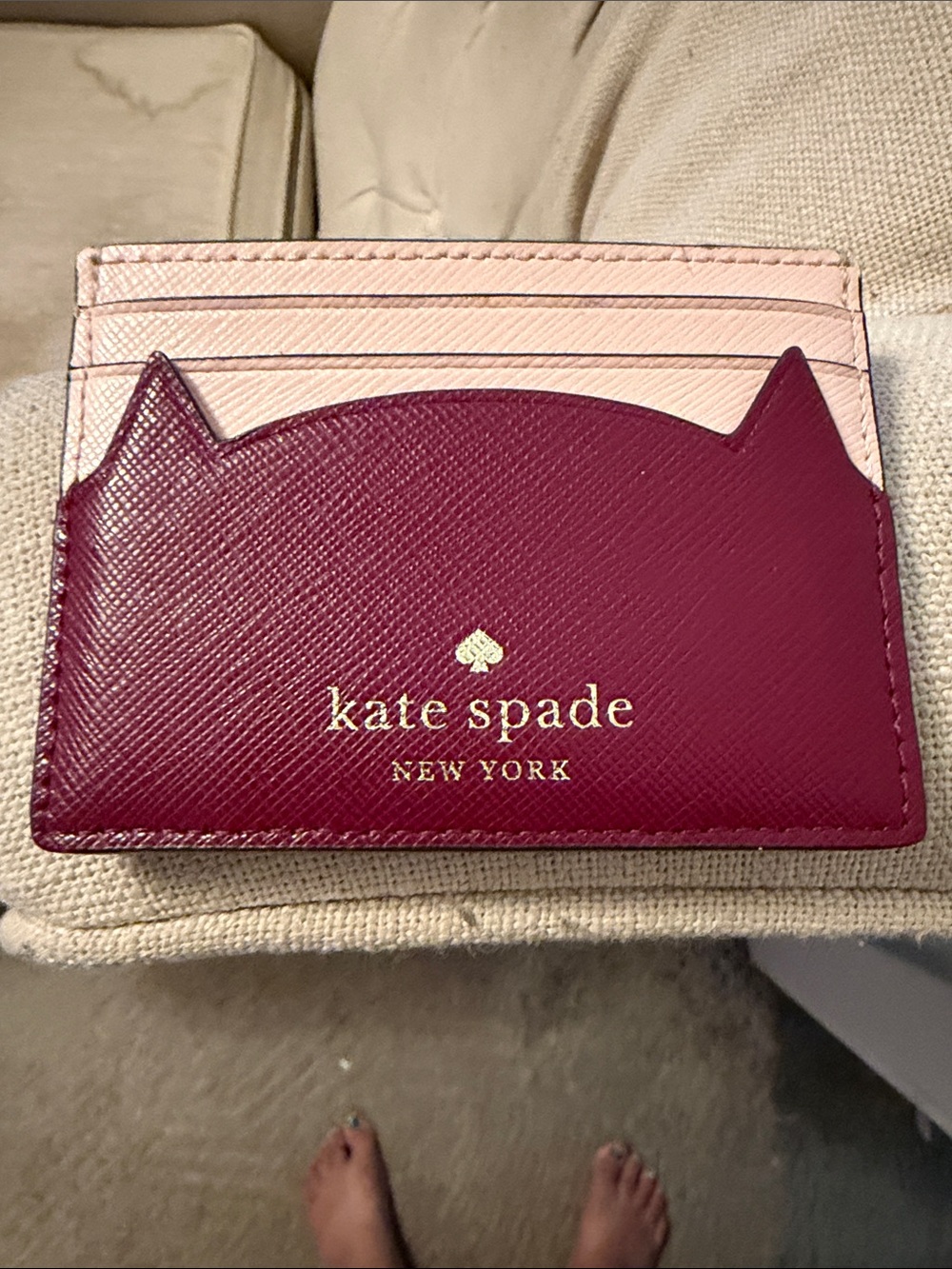 kate spade Pink and Burgundy Cat Card Holder - Picture 3 of 3